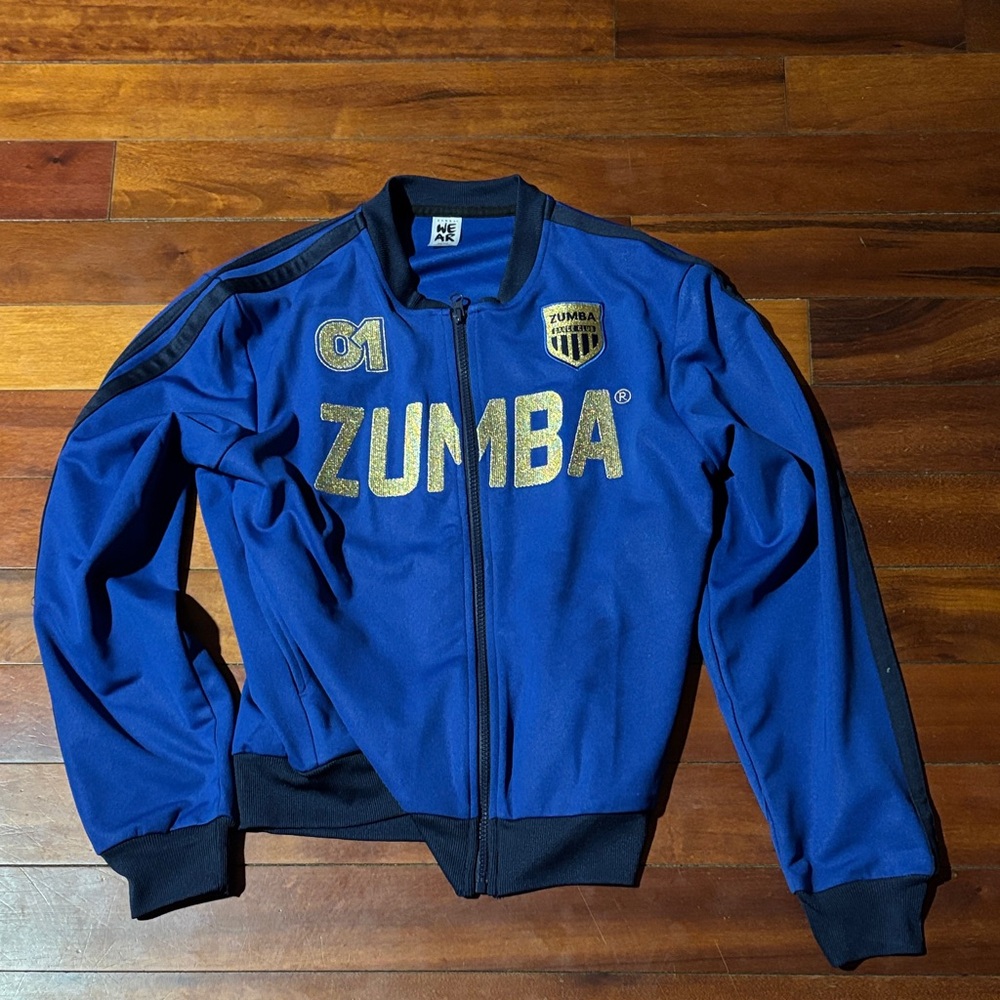 Zumba Fitness Blue Jacket with Gold Accents